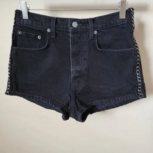Carmar Titania High Rise Black Denim Jean Chain Shorts - Picture 2 of 16